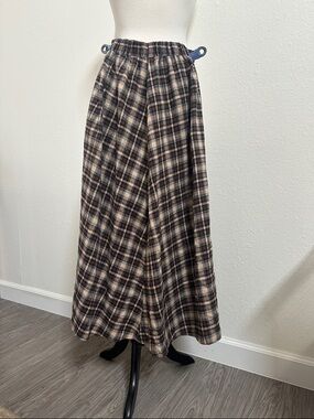 Plaid Maxi Skirt in Brown and Cream - Classic Flannel Style